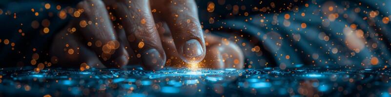 A detailed shot of someone pushing a button with their hand photo
