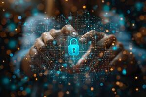 A person is demonstrating the use of a digital padlock photo