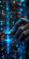 Futuristic Touch Interface with Glowing Blue and Orange Lights, utilizing advanced technology photo