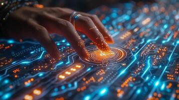 Futuristic Touch Interface with Data Visualization using technology for innovative interaction photo