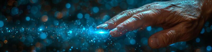 A closeup image showing a hand making contact with a light source photo