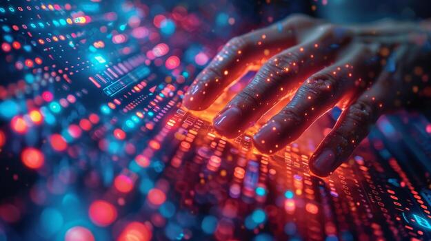 A close up of a person s hand typing on a computer keyboard photo