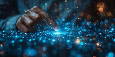 A person is using their finger to interact with a screen photo
