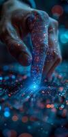A person is interacting with a touch screen using their finger photo