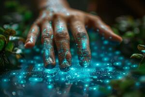 Closeup of hand on keyboard demonstrating fluid adaptation gesture photo