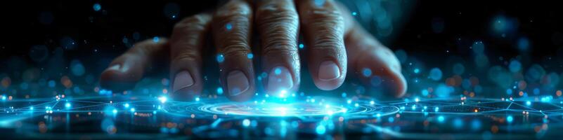A detailed view of a persons hands pushing a button photo
