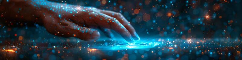Button emitting blue light symbolizing fluidity and entertainment photo