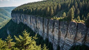 beautiful views of cliffs with trees and extensive forests photo