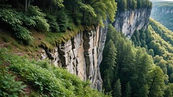 beautiful views of cliffs with trees and extensive forests photo