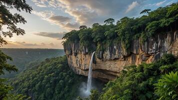 beautiful views of cliffs with trees and extensive forests photo