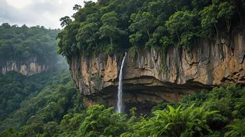 beautiful views of cliffs with trees and extensive forests photo