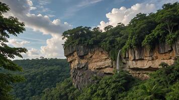 beautiful views of cliffs with trees and extensive forests photo