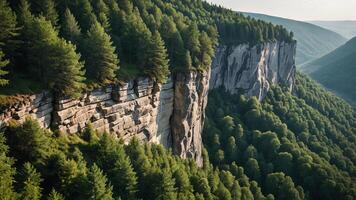 beautiful views of cliffs with trees and extensive forests photo