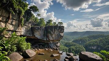 beautiful views of cliffs with trees and extensive forests photo