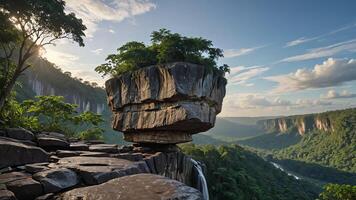 beautiful views of cliffs with trees and extensive forests photo