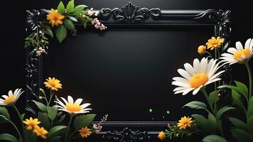 flowers in a frame on a black background photo