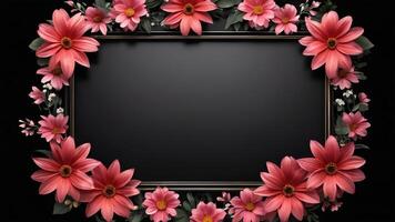 flowers in a frame on a black background photo