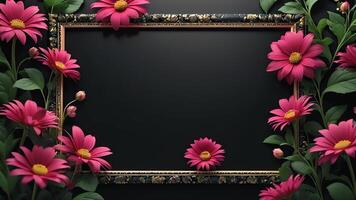 flowers in a frame on a black background photo