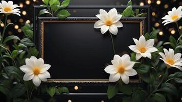 flowers in a frame on a black background photo