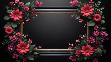 flowers in a frame on a black background photo