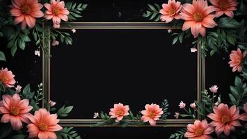 flowers in a frame on a black background photo
