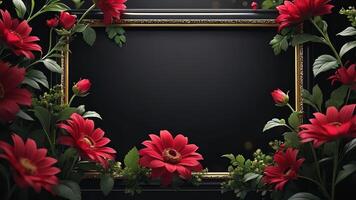 flowers in a frame on a black background photo