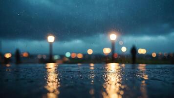 rainy day with blurred background photo
