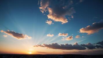 view of the sky with the orange light of the sun photo