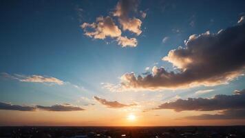 view of the sky with the orange light of the sun photo