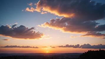 view of the sky with the orange light of the sun photo