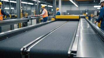 workers at an assembly line in a factory photo