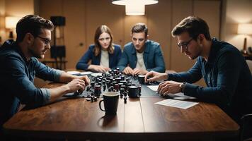 people working on a board game photo
