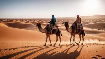 riding a camel in the desert photo