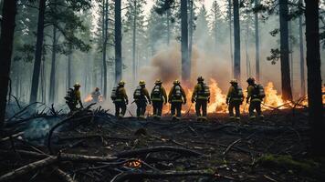 firefighting activities, the atmosphere of firefighters putting out fires photo