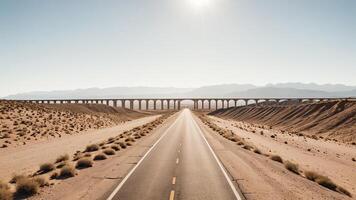 aerial view of the highway, road, overpass in the middle of the Desert photo