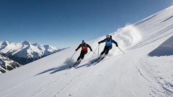 activities for snow skiers, with mountain views, equipment and a beautiful atmosphere photo