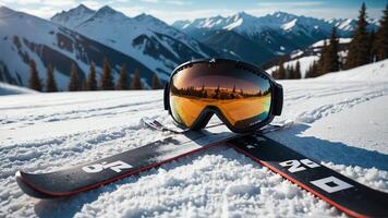 activities for snow skiers, with mountain views, equipment and a beautiful atmosphere photo