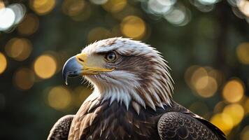 an eagle with yellow eyes and a yellow beak photo