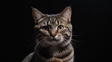 cat, portrait on black background photo