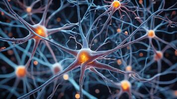 Abstract colorful microscopic structure of cells, neurons, veins, splash, circulation lines, microorganisms, micro dimensions photo