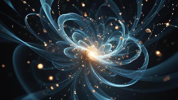 Abstract colorful microscopic structure of cells, neurons, veins, splash, circulation lines, microorganisms, micro dimensions photo