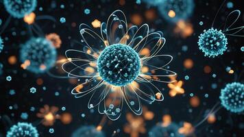 Abstract colorful microscopic structure of cells, neurons, veins, splash, circulation lines, microorganisms, micro dimensions photo