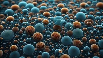 Abstract colorful microscopic structure of cells, neurons, veins, splash, circulation lines, microorganisms, micro dimensions photo