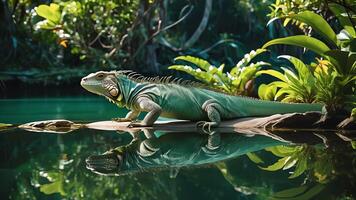 iguana animal in the wilderness, close up portrait photo
