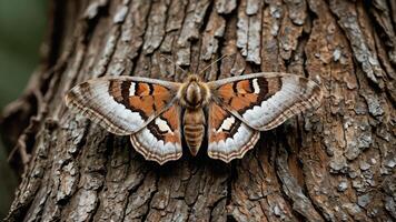 a moth with orange and white stripes on its wings photo