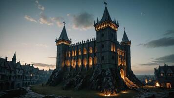 a castle in the middle of a field photo