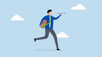 Handle multiple businesses simultaneously, 4k animation of businessman carrying many dartboard target. video
