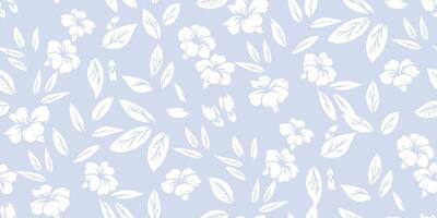 Pastel simple seamless pattern with abstract shapes small flowers, tiny leaves, buds. Abstract plain silhouettes floral printing on a light blue background. hand drawing. Nature ornament vector
