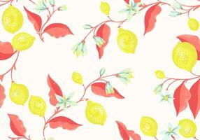 Creative colorful yellow lemons, limes on branches with leaves seamless pattern on a light background. hand drawing illustration. Abstract artistic citrus stems repeated printing. Ornament vector