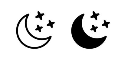 Crescent moon with stars icon on white background. Night icon. Crescent moon icon. Minimalist style. vector